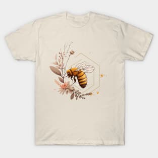 Honey Bee Gold with Peach Blossoms T-Shirt